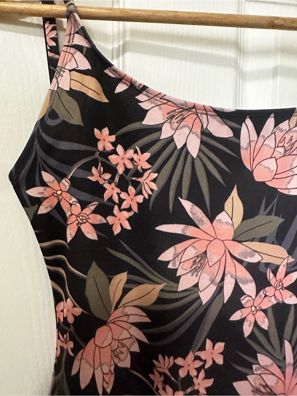 Billabong Black One-Piece Swimsuit with Pink Floral Print - Picture 4 of 7